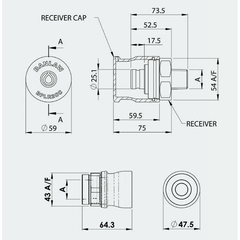 BANLAW Gold Size 2 Fluid Transfer Flush Face - Image 2
