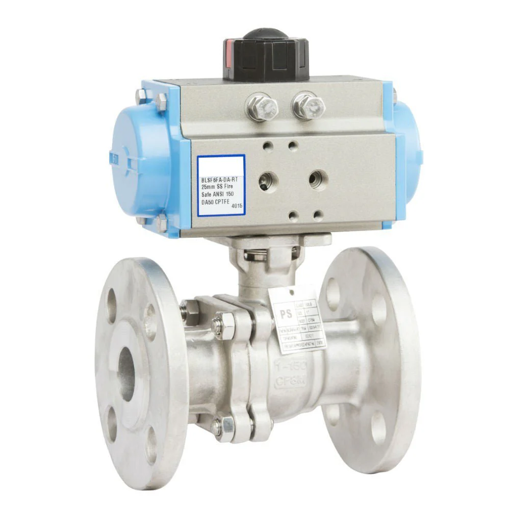 GO Ball Valves Actuated Double Acting Pneumatic Flanged ANSI 150# Full Bore Fire Safe